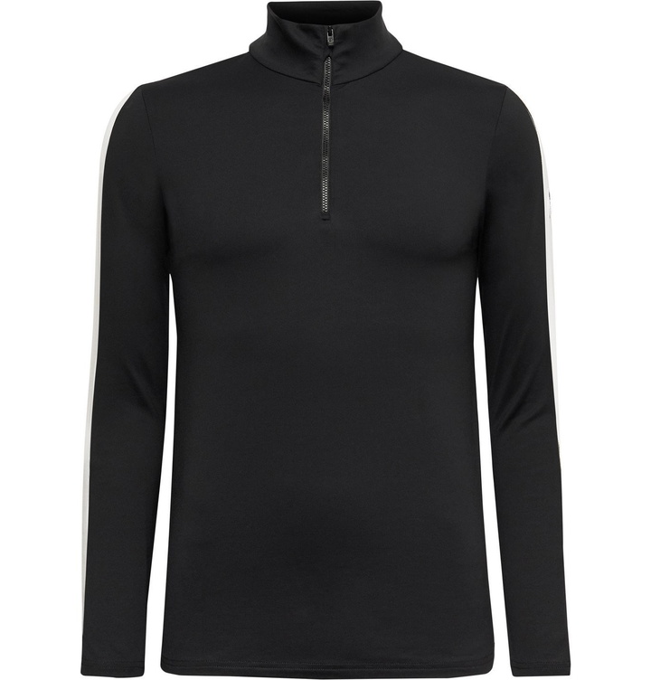 Photo: FUSALP - Alpilles III Striped Stretch-Jersey Half-Zip Ski Base Layer - Black