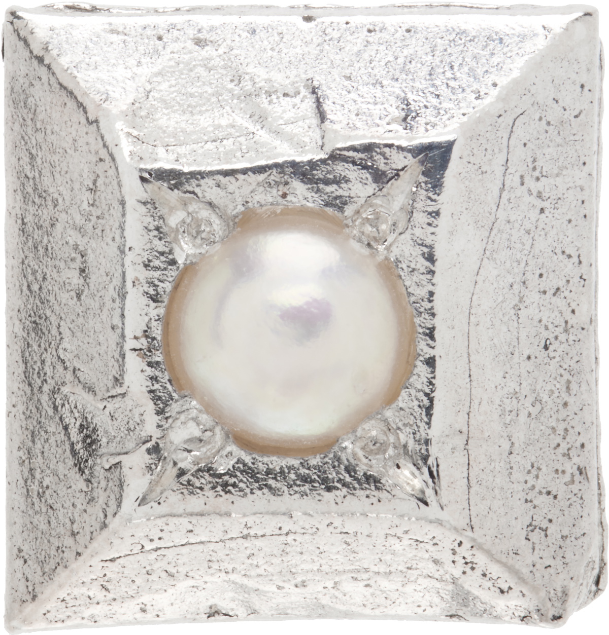 The Ouze Silver Pearl Stud Single Earring