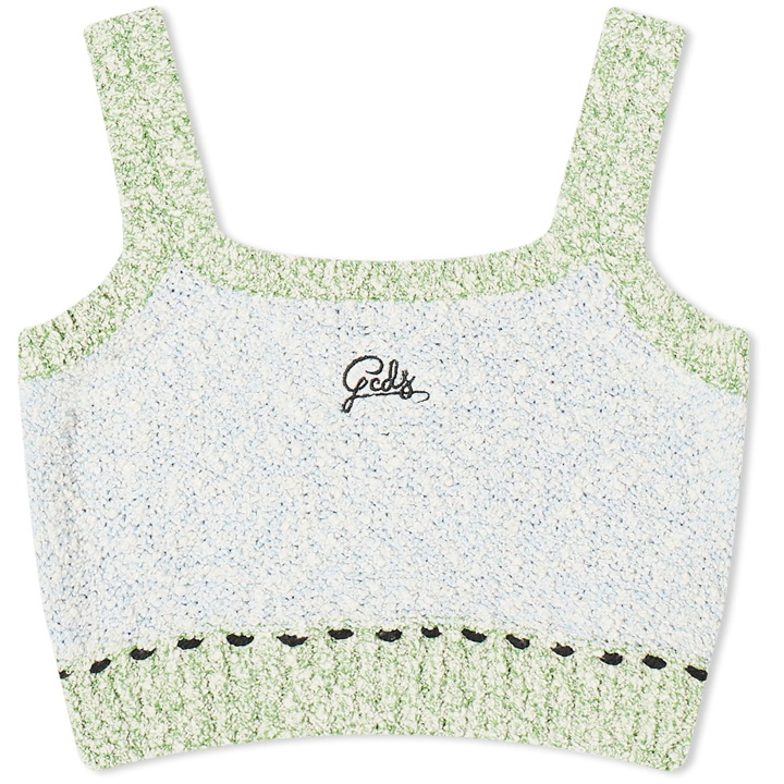 Photo: GCDS Women's Bouclé Knit Mini Top in Baby Blue