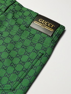 GUCCI - Logo-Jacquard Organic Cotton-Blend Trousers - Green