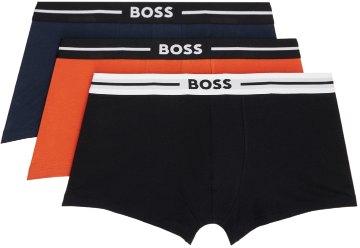 Photo: BOSS Three-Pack Black & Orange Boxers