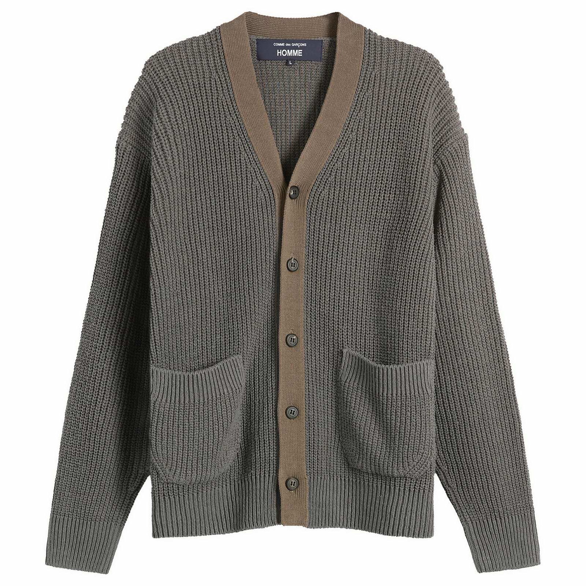 Comme des Garçons Homme Men's Half Cardigan in Grey X Brown