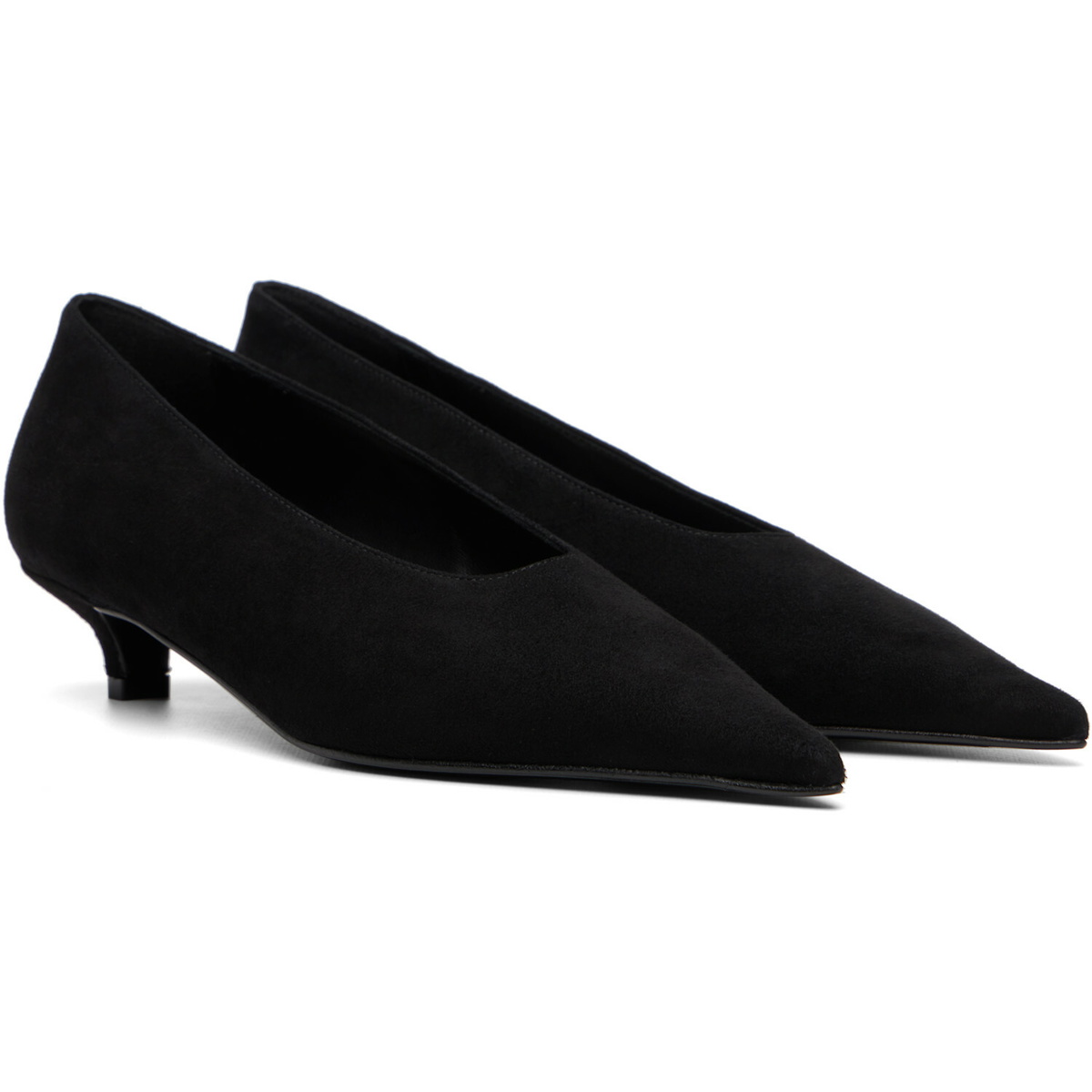 TOTEME Black Sharp Suede Kitten Heels