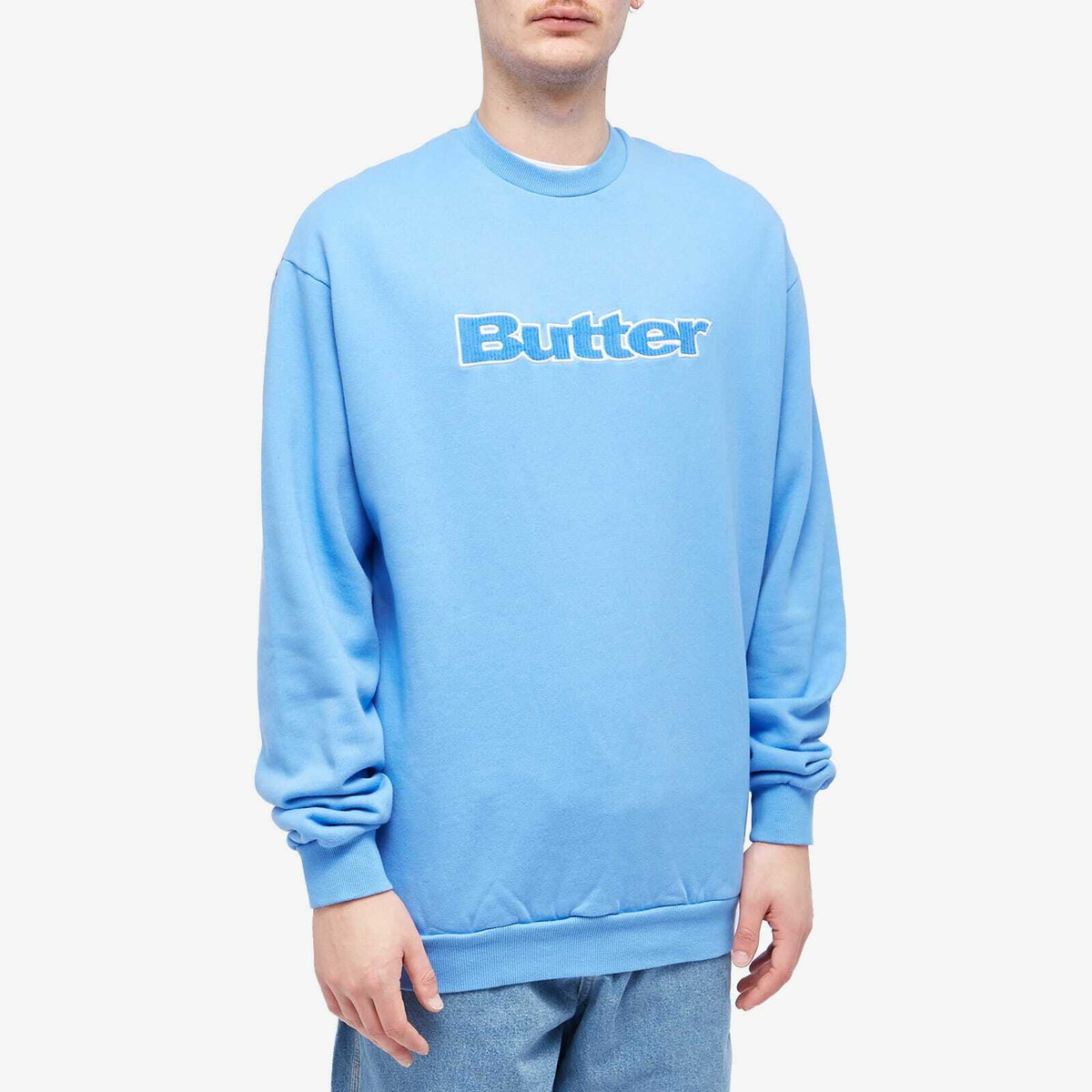 Butter Goods Men's Cord Logo Crew Sweat in Cornflower Butter