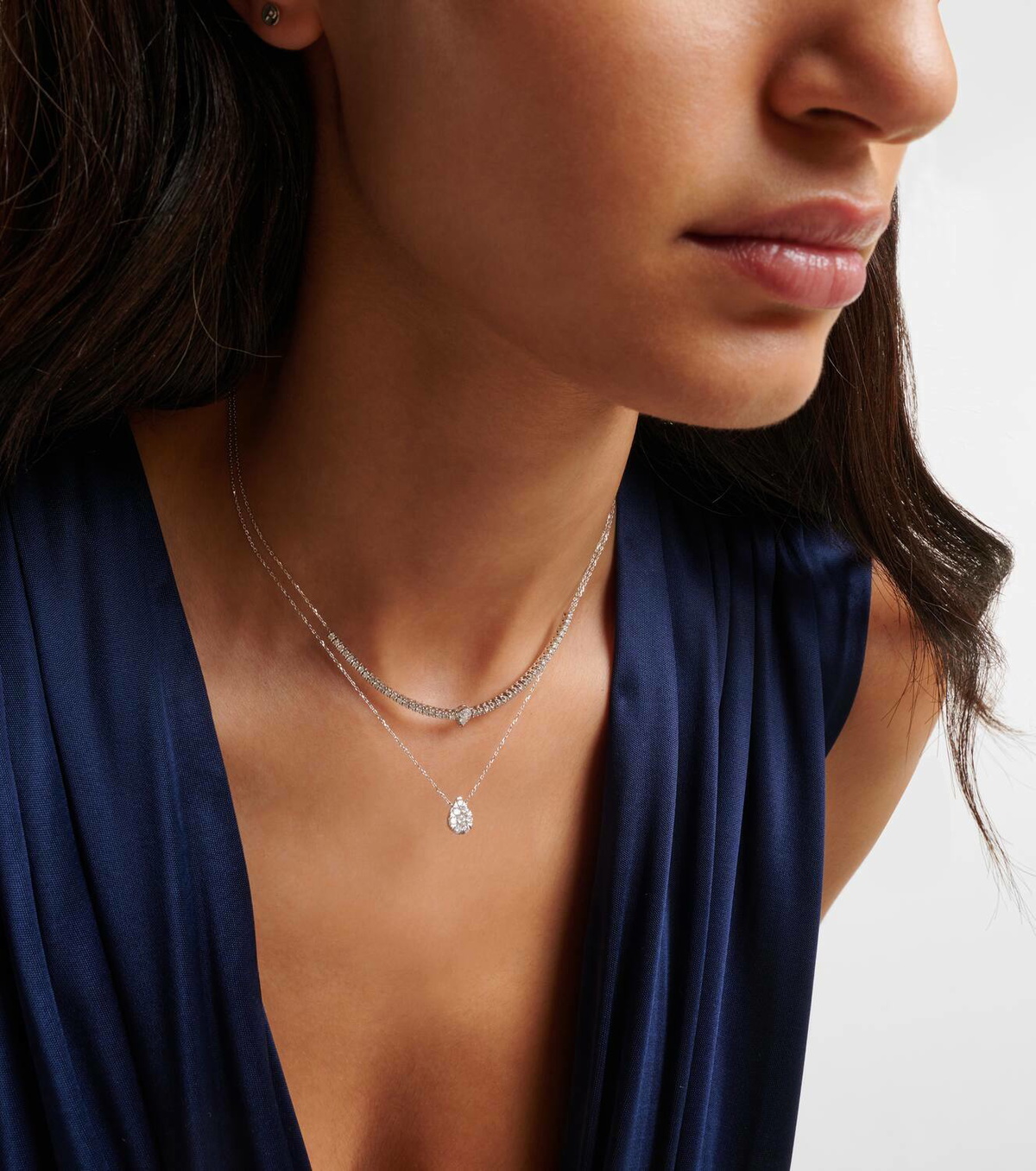 Persée Floating 18kt white gold necklace with diamonds