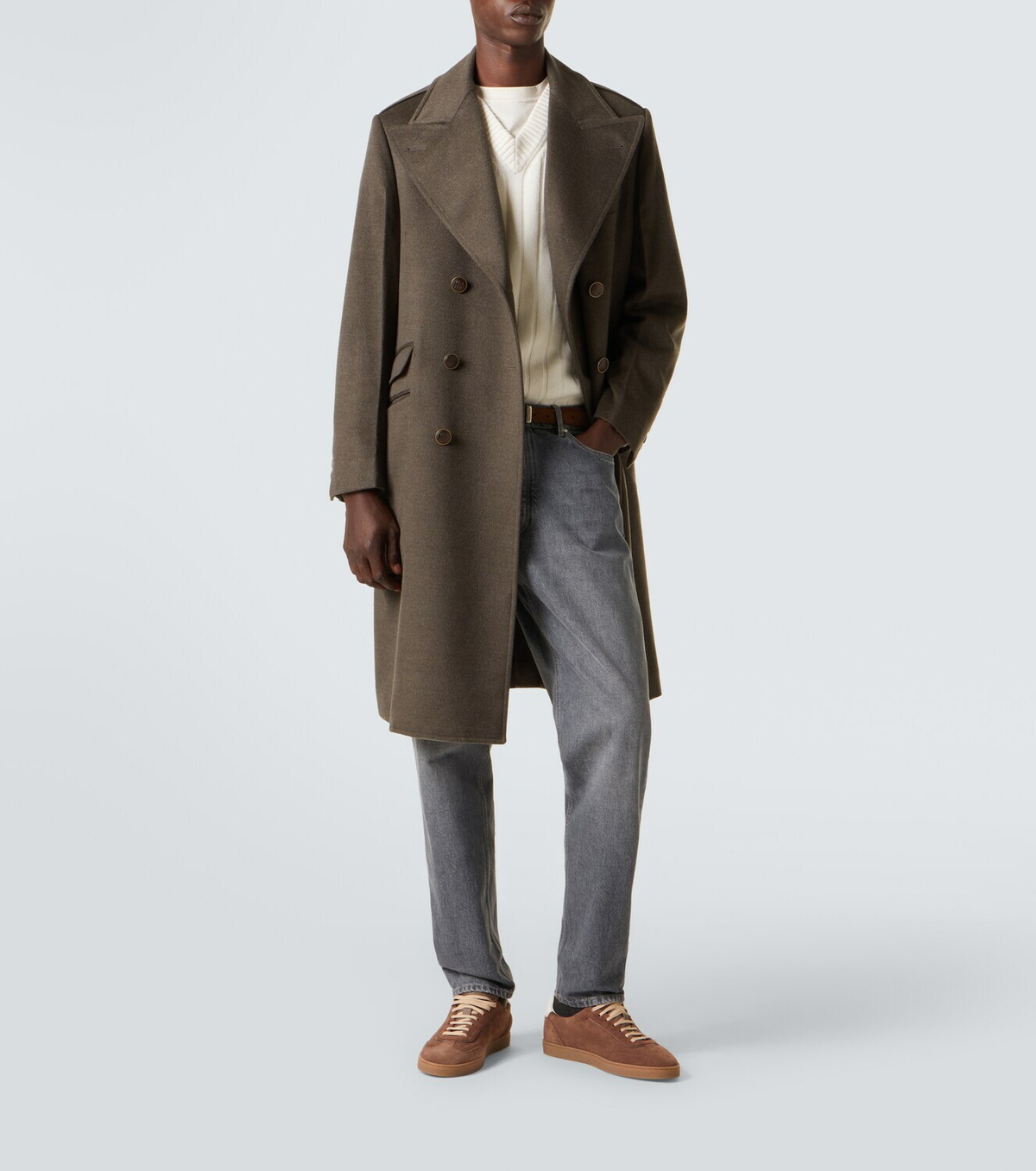 Brunello Cucinelli Double-breasted virgin wool overcoat
