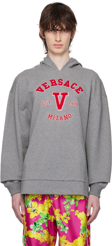 Photo: Versace Gray Embroidered Hoodie