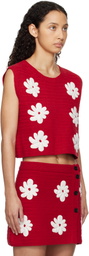MSGM Red Crocheted Sweater Vest