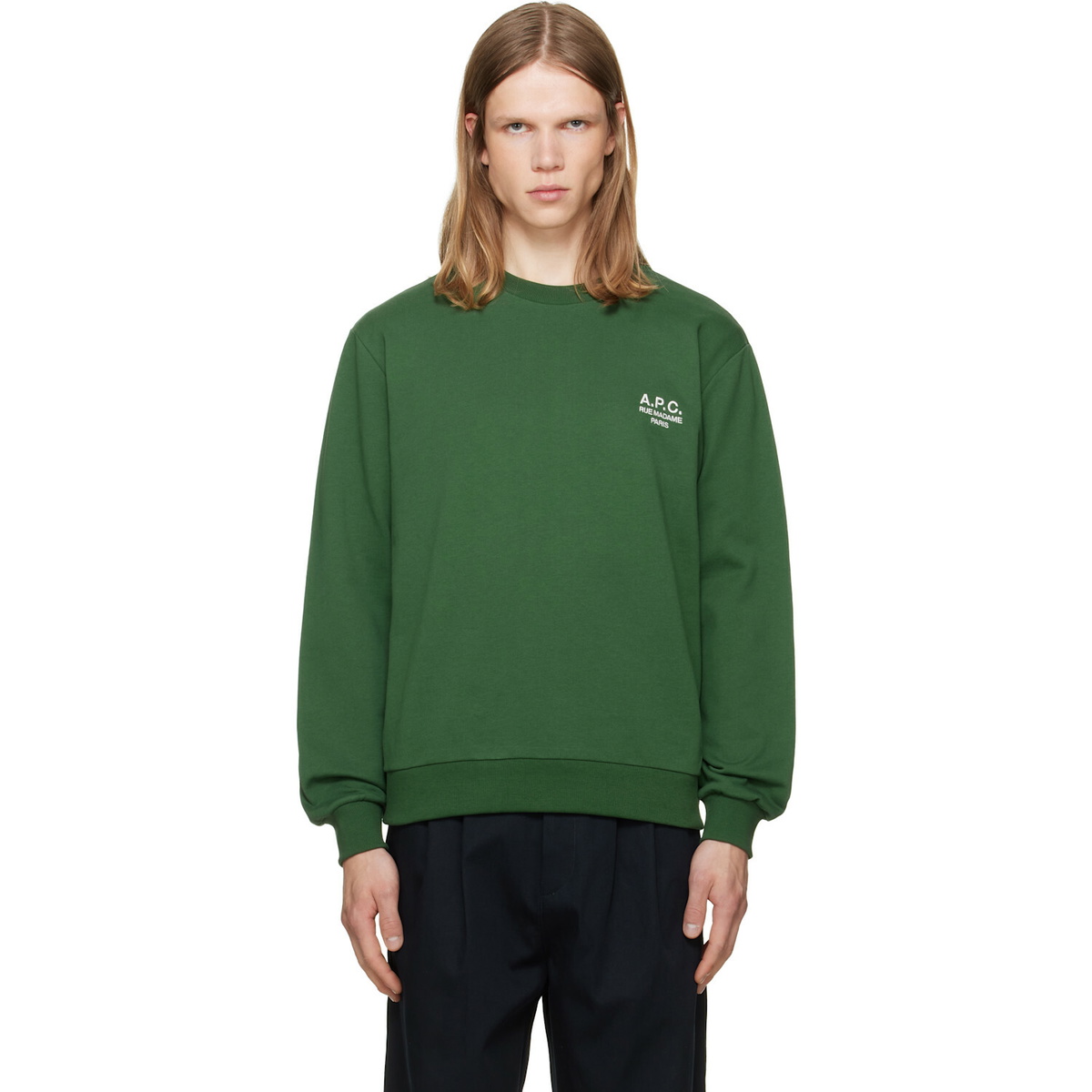 A.P.C. Green Standard 'Rue Madame' Sweatshirt