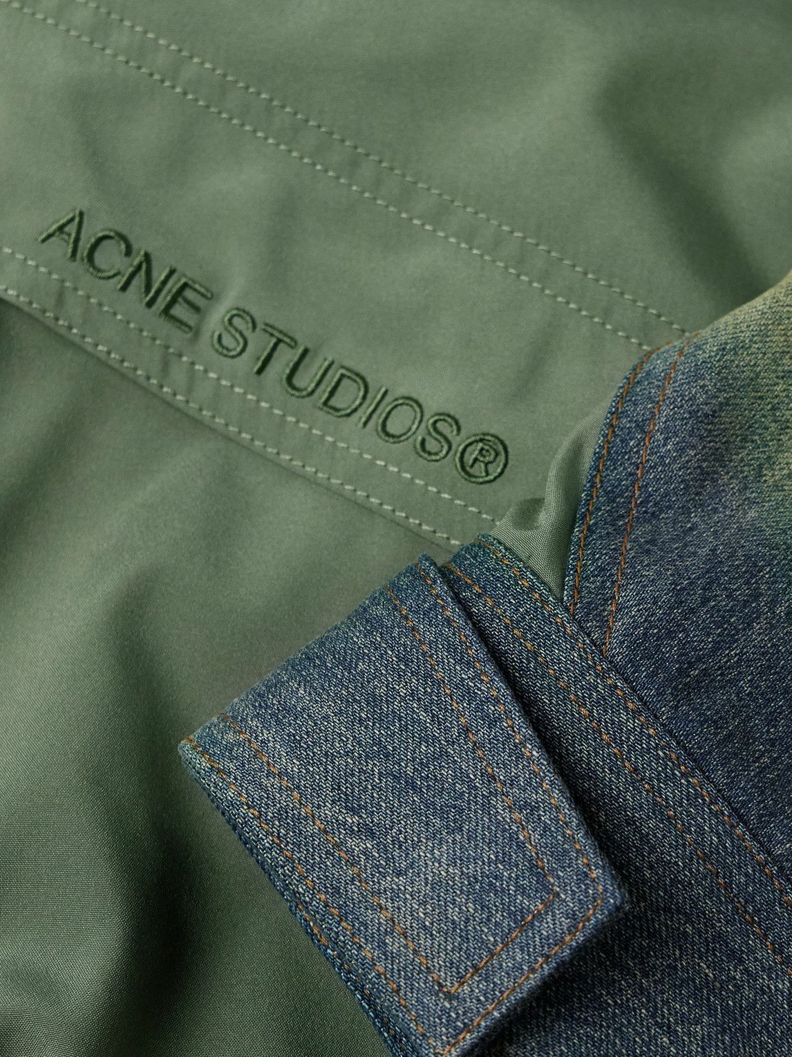 Acne Studios - Ocyber Cropped Panelled Shell and Denim Hooded