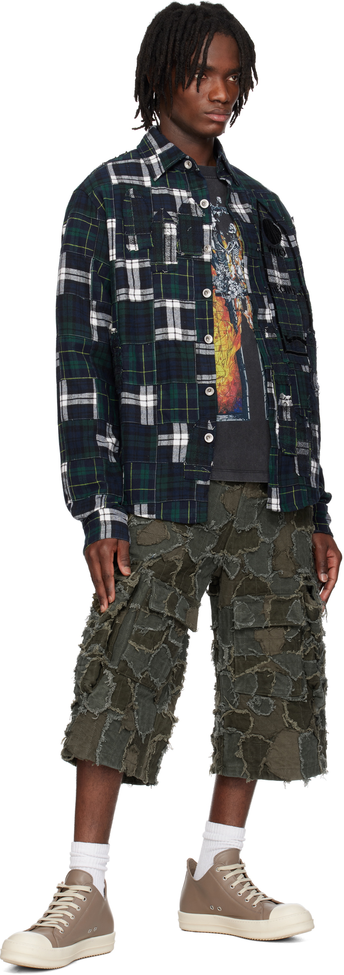 Who Decides War Navy Patched Arch Flannel Shirt