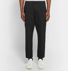 Barena - Cropped Tapered Stretch-Cotton Twill Drawstring Trousers - Black