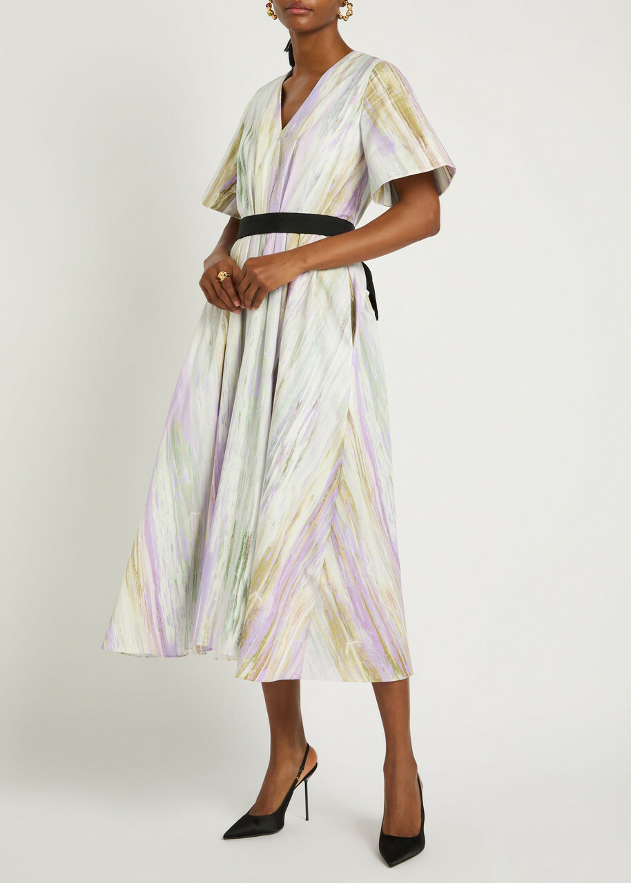 Roksanda Sana Printed Cotton-poplin Midi Dress Multicoloured 1