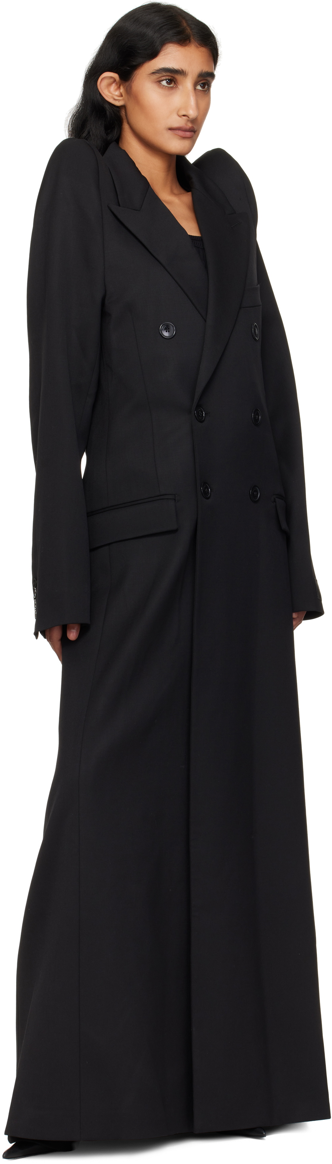 VETEMENTS Black Tight Shoulder Tailored Coat