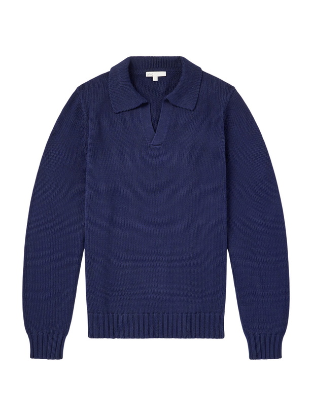 Photo: Onia - Cotton Polo Sweater - Blue