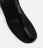 Souliers Martinez Fira leather-trimmed fishnet ankle boots