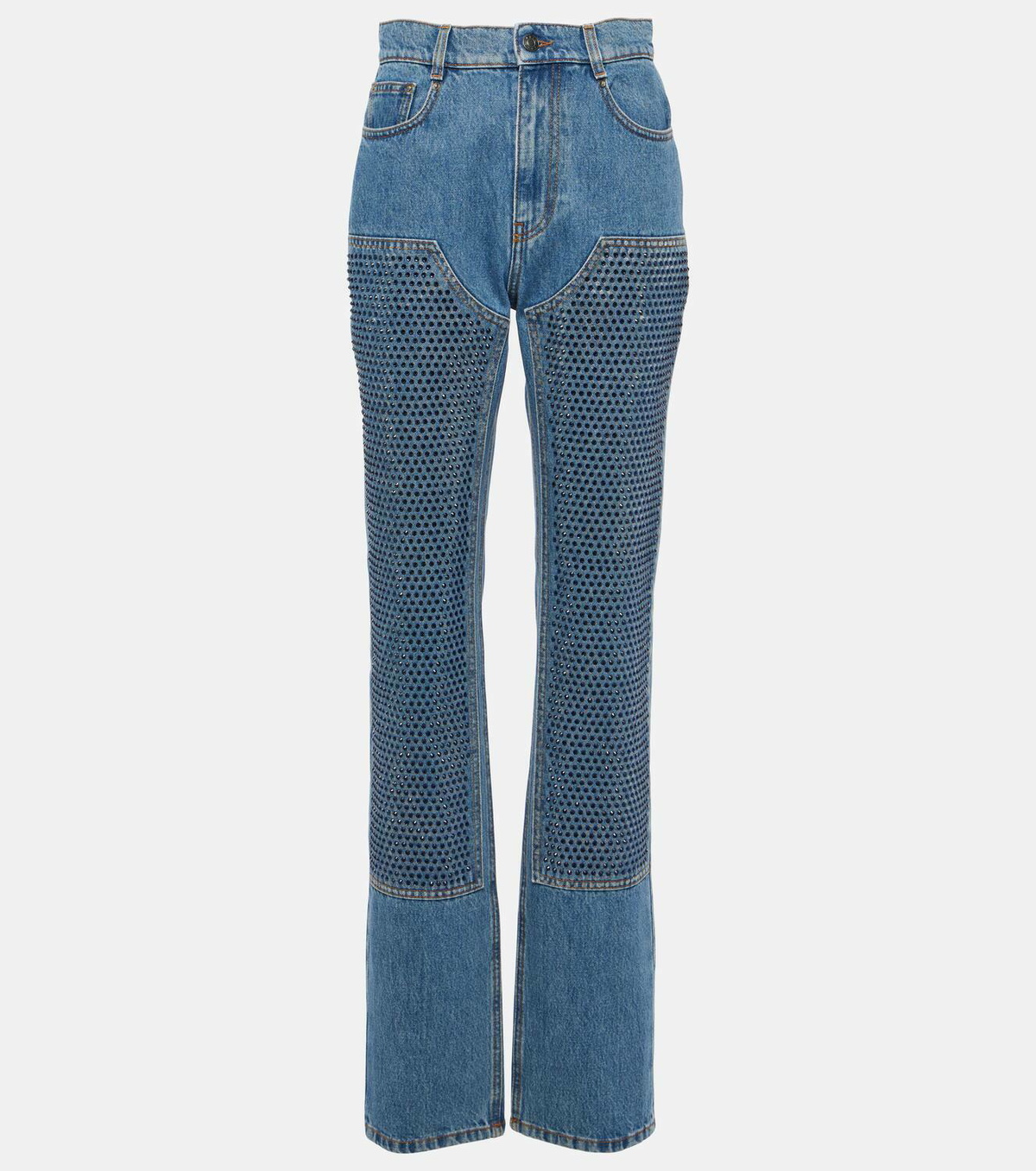 Area Crystal-embellished high-rise straight jeans AREA