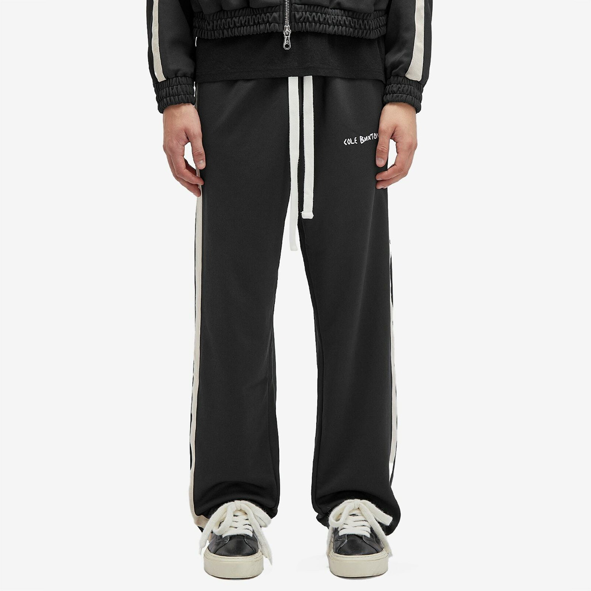 Cole Buxton Men's Crochet Stripe Track Pants in Vintage Black Cole