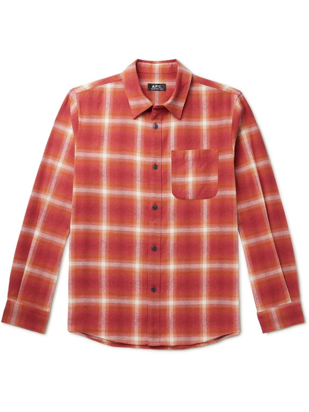 Photo: A.P.C. - Trek Checked Flannel Shirt - Red