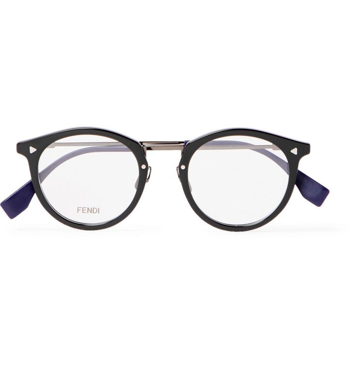 Photo: Fendi - Round-Frame Acetate and Silver-Tone Optical Glasses - Black