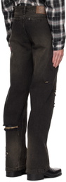 lesugiatelier Black Damaged Jeans