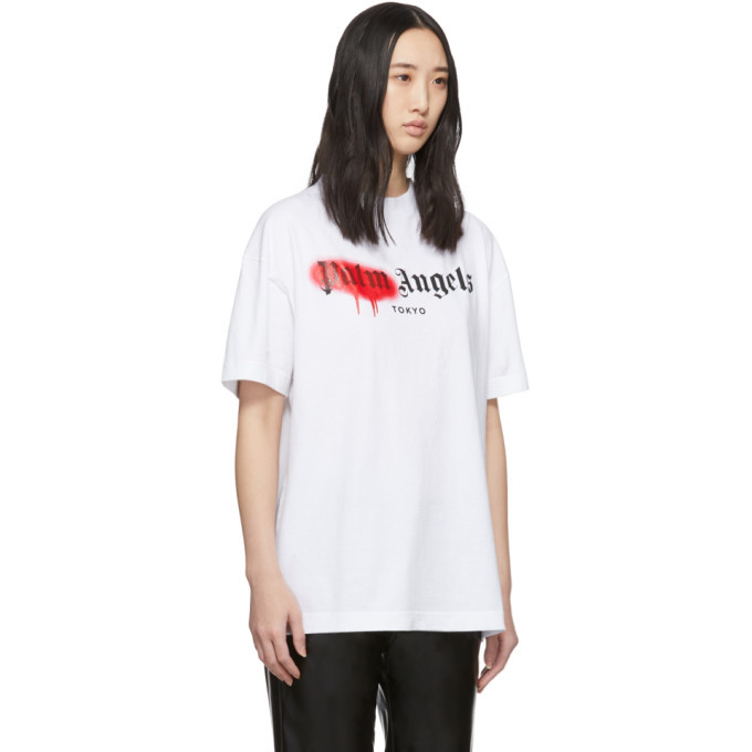 PALM ANGELS TOKYO RED PAINT SPRAY T-SHIRT