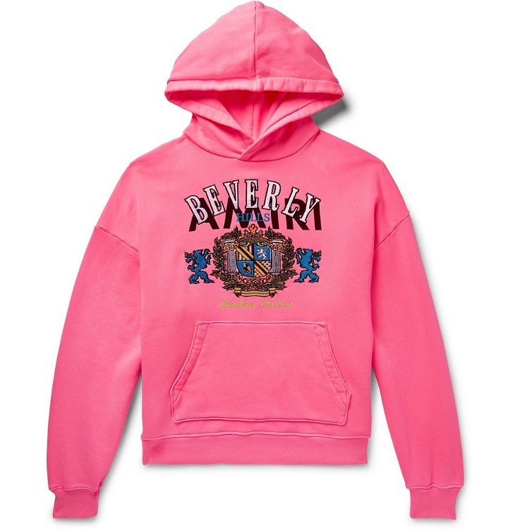 Photo: AMIRI - Oversized Embroidered Loopback Cotton-Jersey Hoodie - Men - Pink