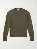 Bottega Veneta - Intrecciato Suede-Trimmed Cashmere-Blend Sweater - Green
