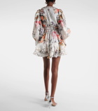 Camilla Floral linen and silk minidress