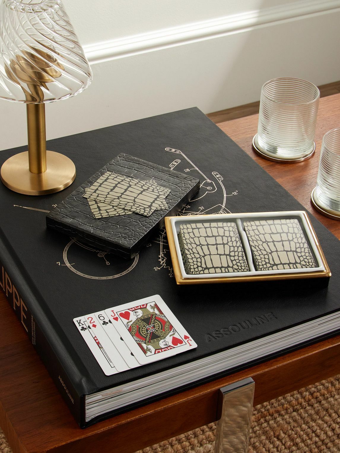 L'Objet - Croc-Effect Porcelain and Gold-Plated Playing Cards Set