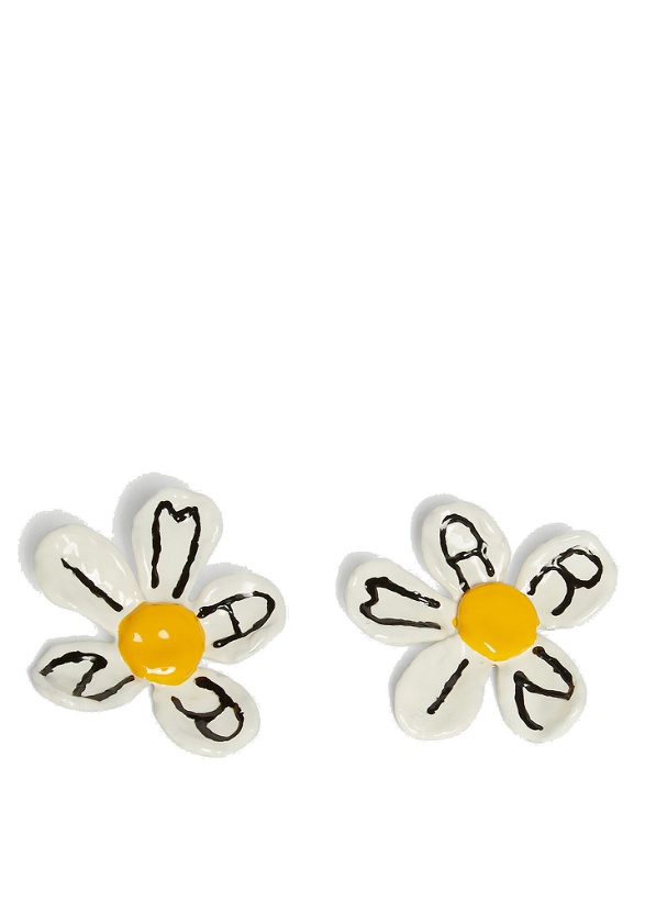 Photo: Oversized Painted Flower Earrings in White