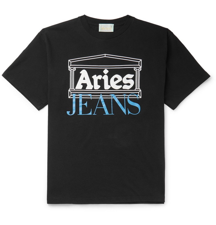 Photo: Aries - Logo-Print Cotton-Jersey T-Shirt - Black
