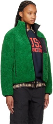Stüssy Green & Black Embroidered Reversible Jacket