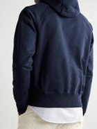 Drake's - Logo-Embroidered Cotton-Jersey Hoodie - Blue