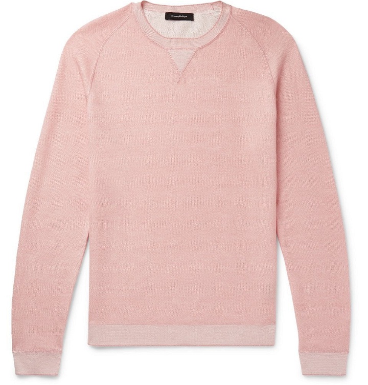 Photo: Ermenegildo Zegna - Waffle-Knit Mélange Cotton, Cashmere, Silk and Linen-Blend Sweater - Men - Pink