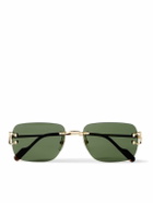 Cartier Eyewear - Frameless Gold-Tone and Tortoiseshell Acetate Sunglasses