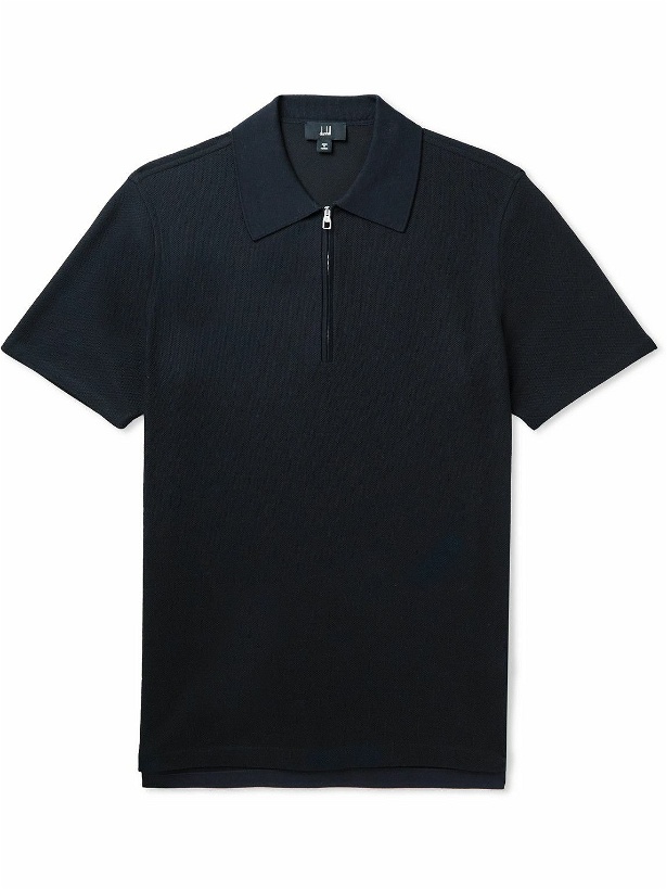 Photo: Dunhill - Piqué Half-Zip Polo Shirt - Blue
