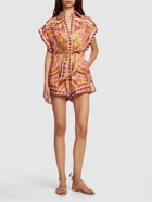 ZIMMERMANN - Halcyon Printed Self-tie Linen Romper