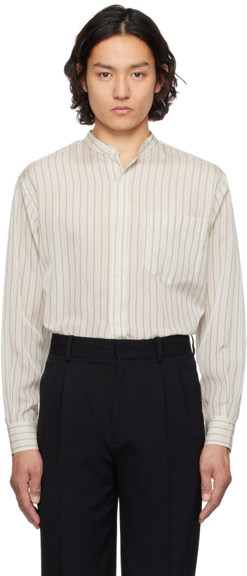 Photo: YLÈVE Off-White Acetate Cupra Stand Collar Shirt