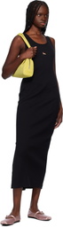 Maison Kitsuné Black Baby Fox Ribbed Tank Midi Dress
