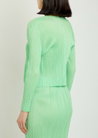 Pleats Please Issey Miyake Pleated Woven Cardigan Light Green