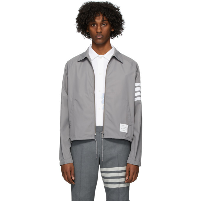 Photo: Thom Browne Grey Flyweight Windbreaker Jacket