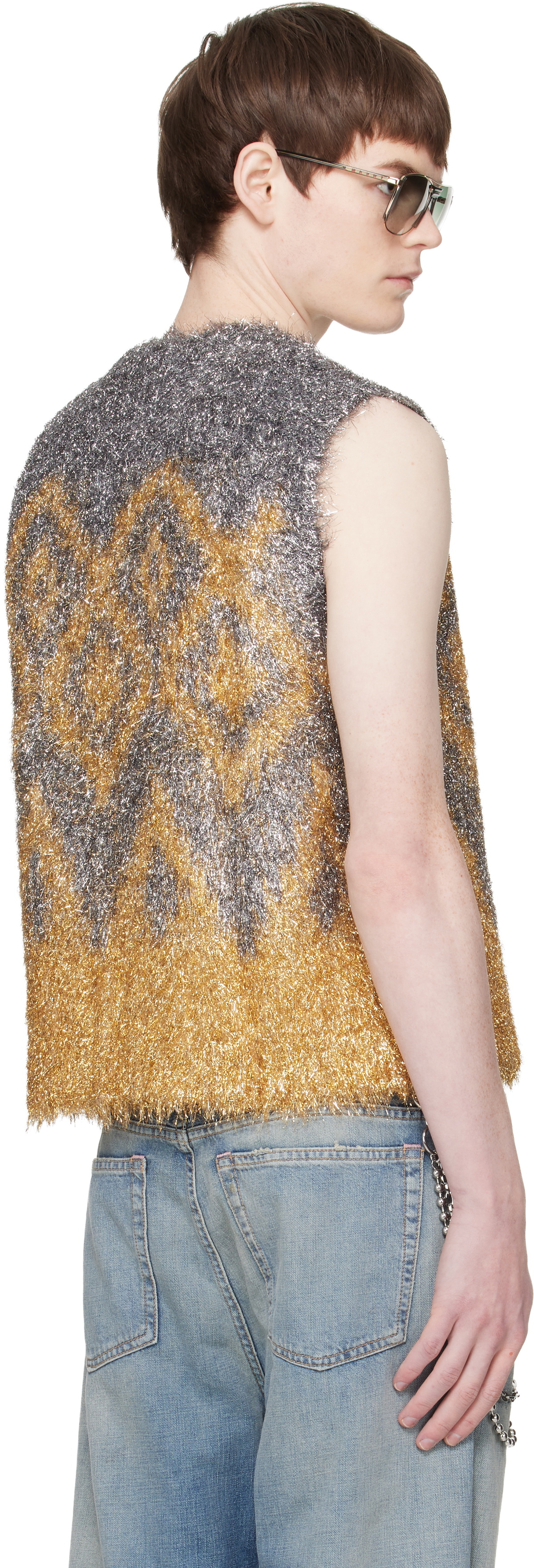 Acne Studios Gray Metallic Knit Vest