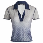Daily Paper Women's Mesh Monogram Polo Top in Blue