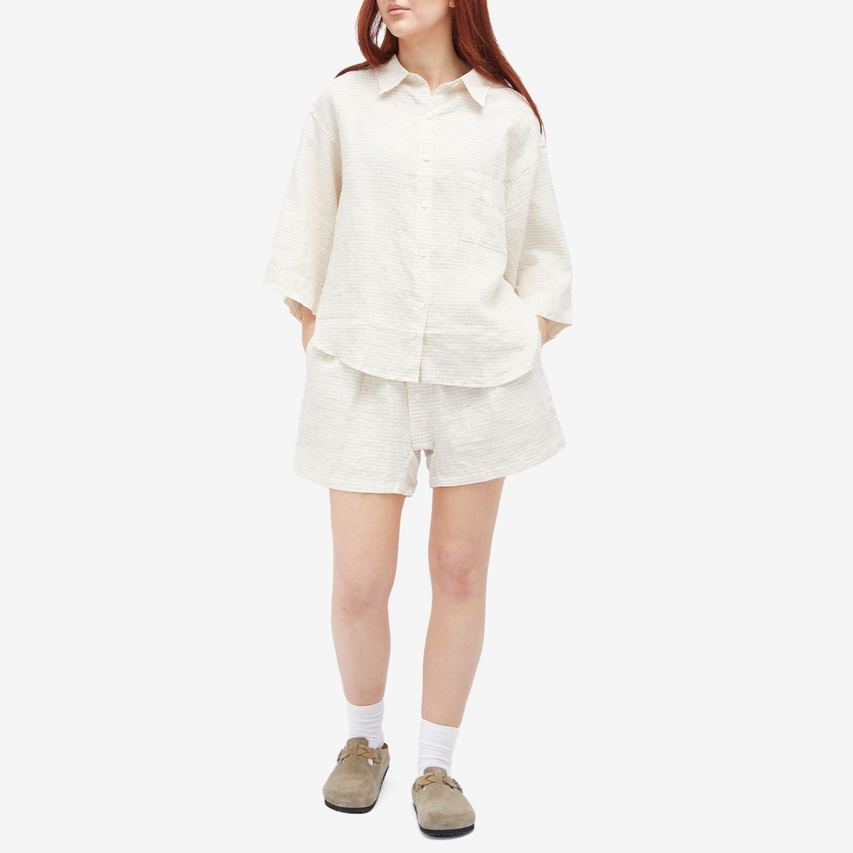 Deiji Studios Women's Linen Stripe 03 Set in Linen Story Stripe