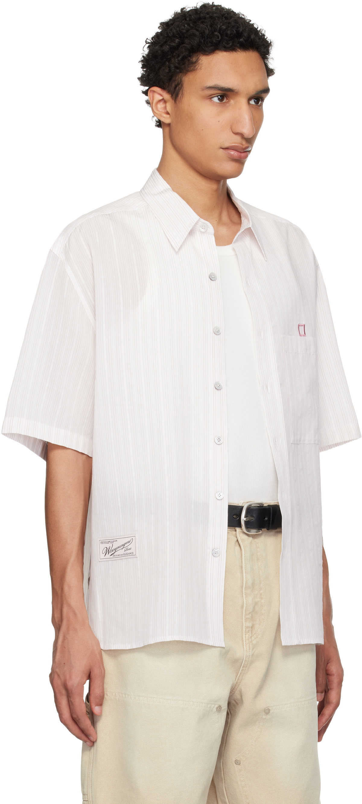 WOOYOUNGMI White & Pink Striped Shirt
