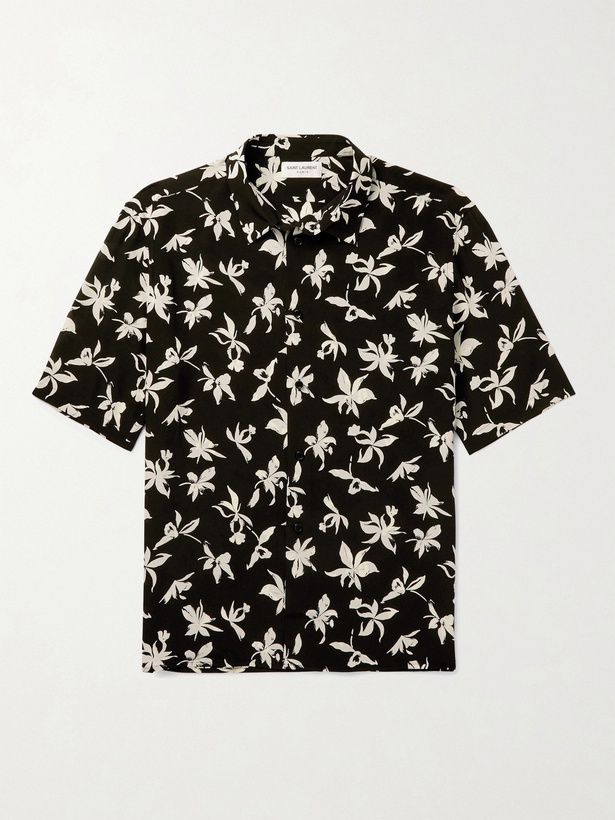 Photo: SAINT LAURENT - Printed Silk Shirt - Black