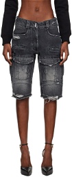 Givenchy Black Faded Denim Shorts