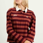 Adidas Women's Ls Gfx Polo in Maroon/Wild Sepia