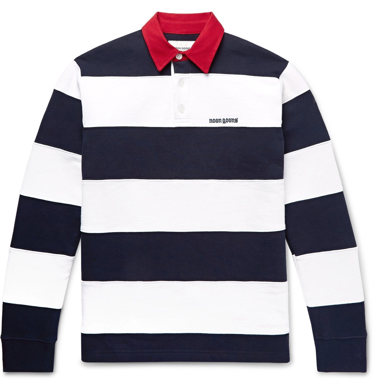 Noon Goons - Fielders Twill-Trimmed Striped Fleece-Back Cotton 